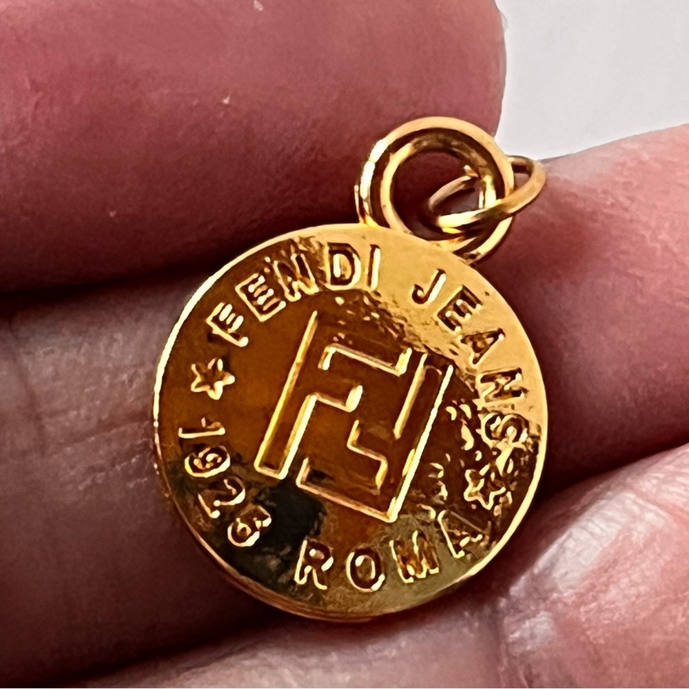 Rare Reversible Fendi zipper pull Charm Fendi Charms necklaces Gold Chain